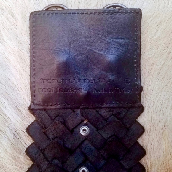French Connection Blk Woven Leather Stud Belt NWOT main image 6